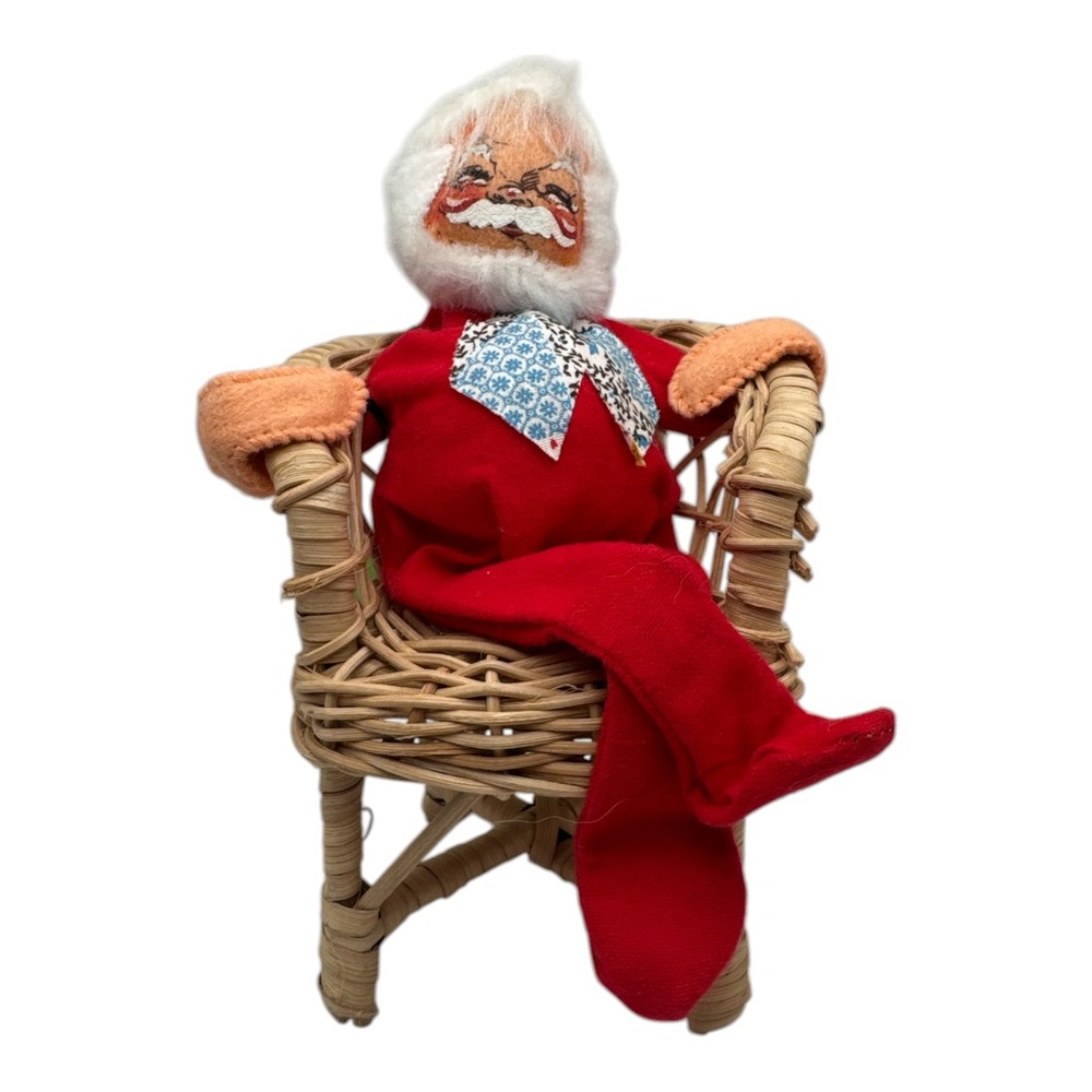 Vtg Santa Claus Annalee Mobilitee Doll Chair Christmas Decoration 1970